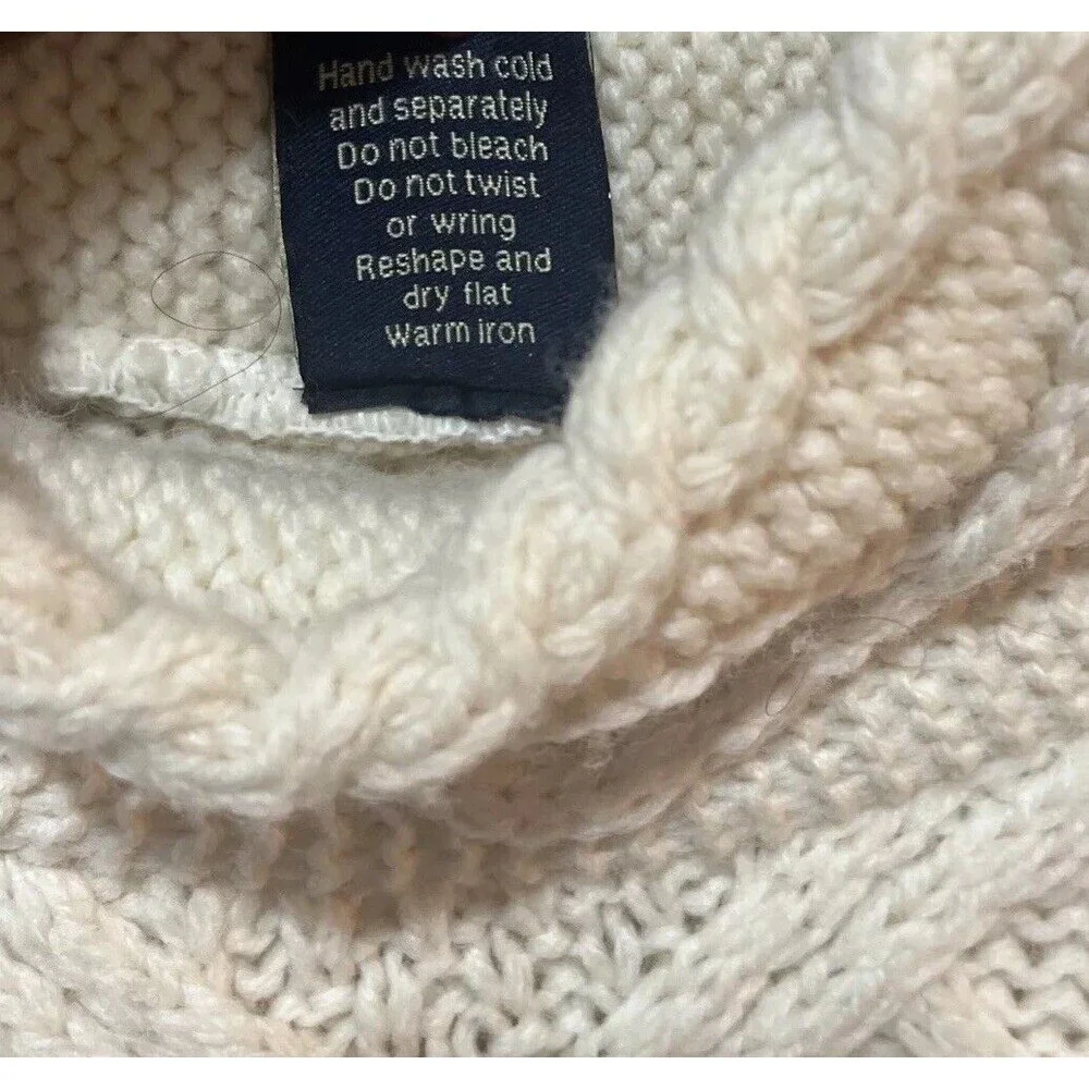 Paul James England‎ Sweater Women’s Small Beige Cable Knit Pullover Mock Neck